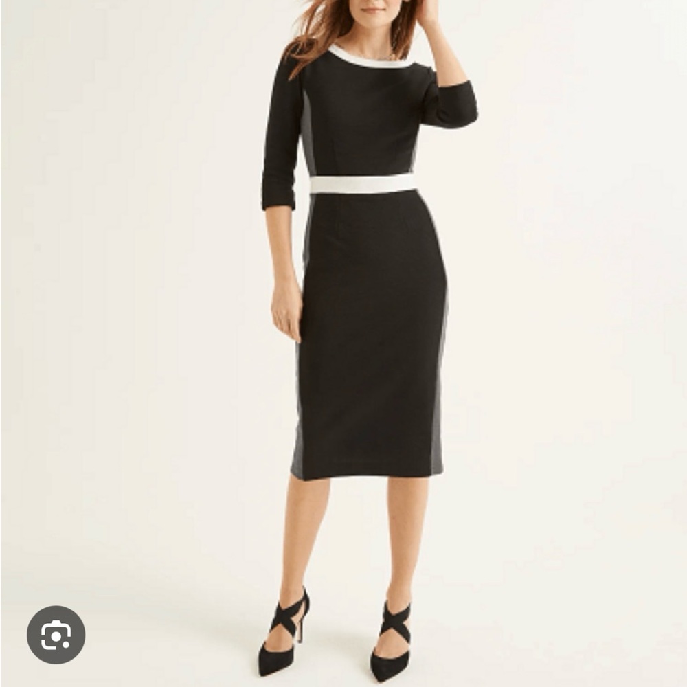 Boden Black, White and Gray Ribbed Sheath Dress